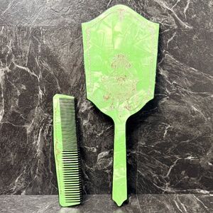 Vintage Green Mirror and Comb